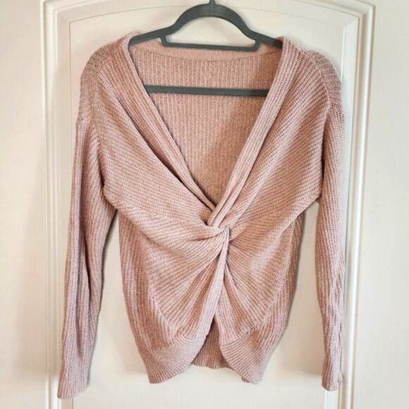 Market & Spruce Pink Twist-Front Sweater - Picture 1 of 8